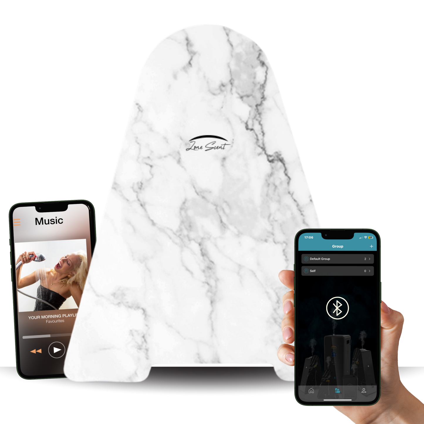Limited offer, ZS-2000B Marble-Black Smart Diffuser + 60 ml Bombei™ Oil  Waterless Cold-Air, App-Controlled Bluetooth Speaker, 2 000 ft² Coverage, Pet & Kid Safe